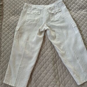 Tommy Bahama White Linen cargo crop pants